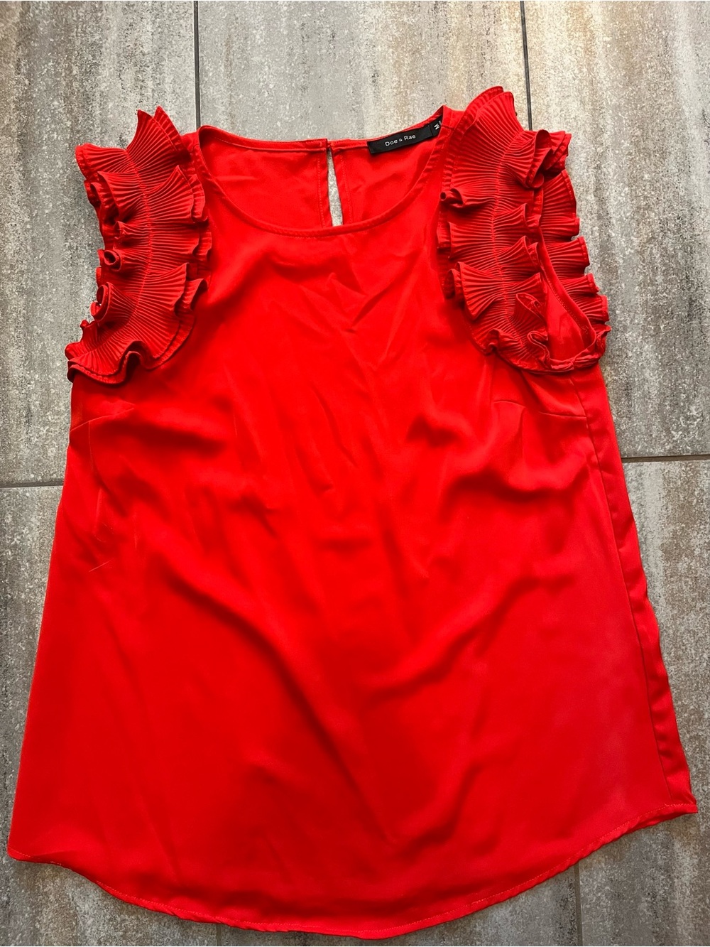 Red Ruffle Sleeve Sleeveless Top